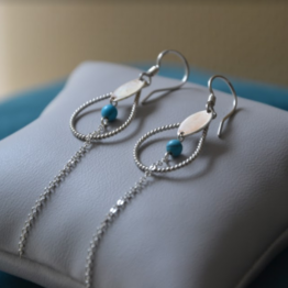 Arete gota con cadena y turqueza